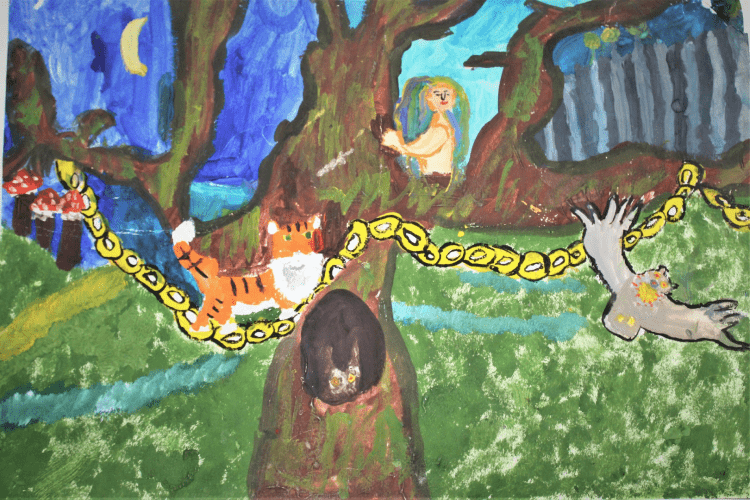 У Лукоморья дуб зеленый рисунок для детей