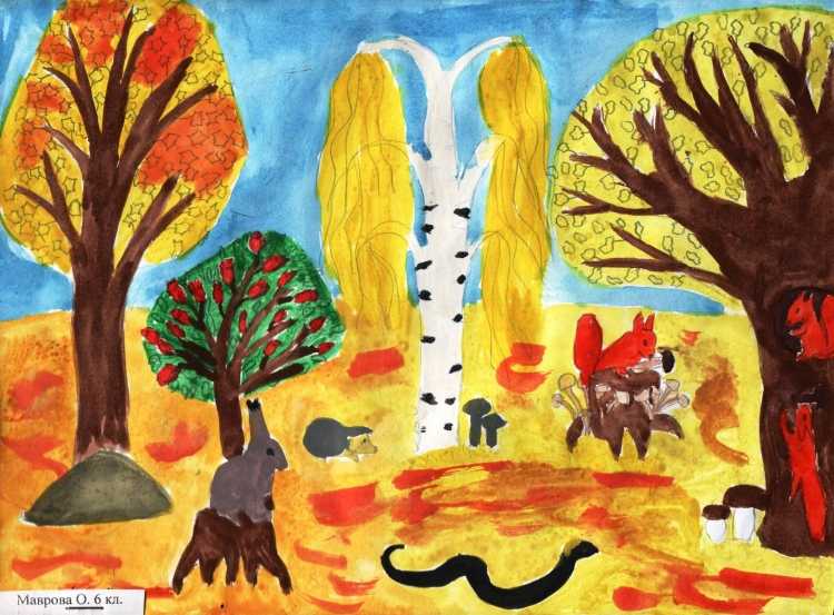Рисунок осени карандашом детские