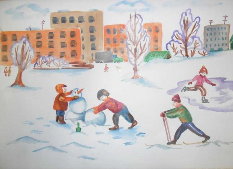 Лучики: рисунки "зимние забавы"