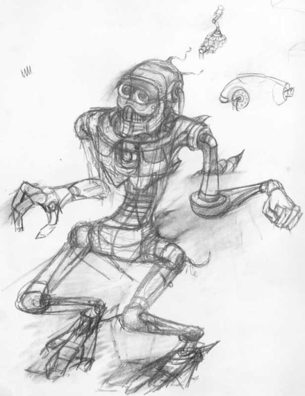 Девушка робот рисунок карандашом