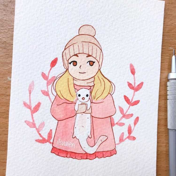 Милые девочки для скетчбука лёгкие