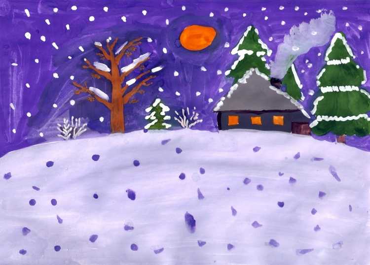 Рисунок на тему зима в детский сад