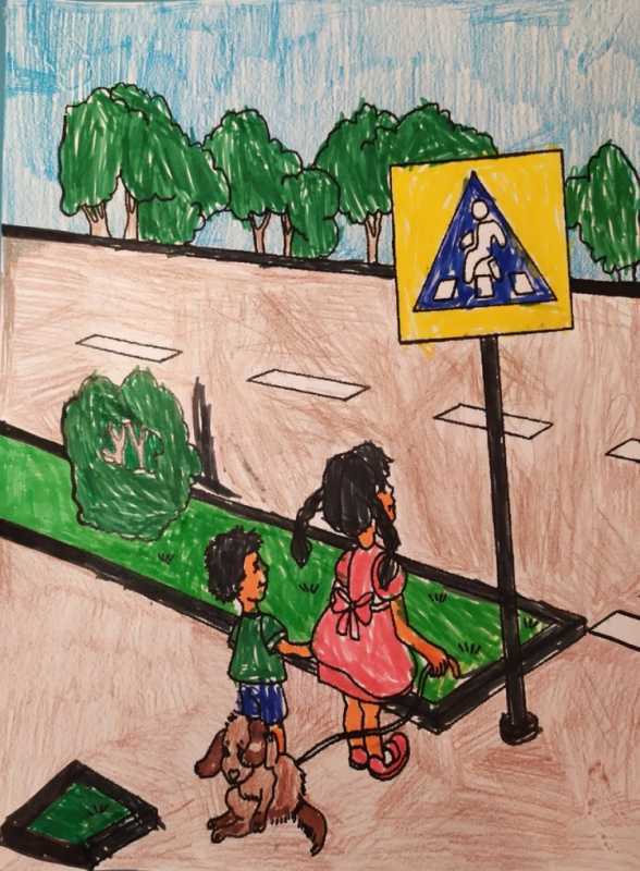 Рисунок на тему безопасность красками