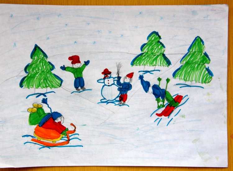 Рисунок на тему зимние развлечения