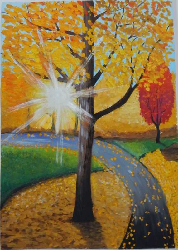 Золотая осень акварель