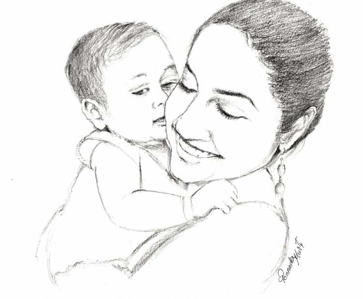 Рисунок мамы карандашом для срисовки