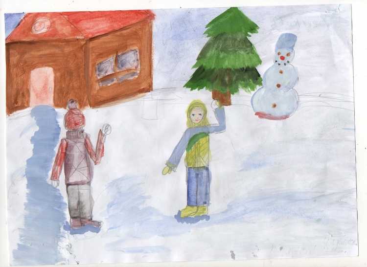 Рисунок зимние забавы 1 класс
