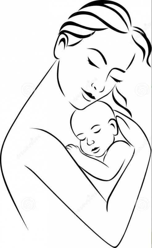 Мама с ребенком контур