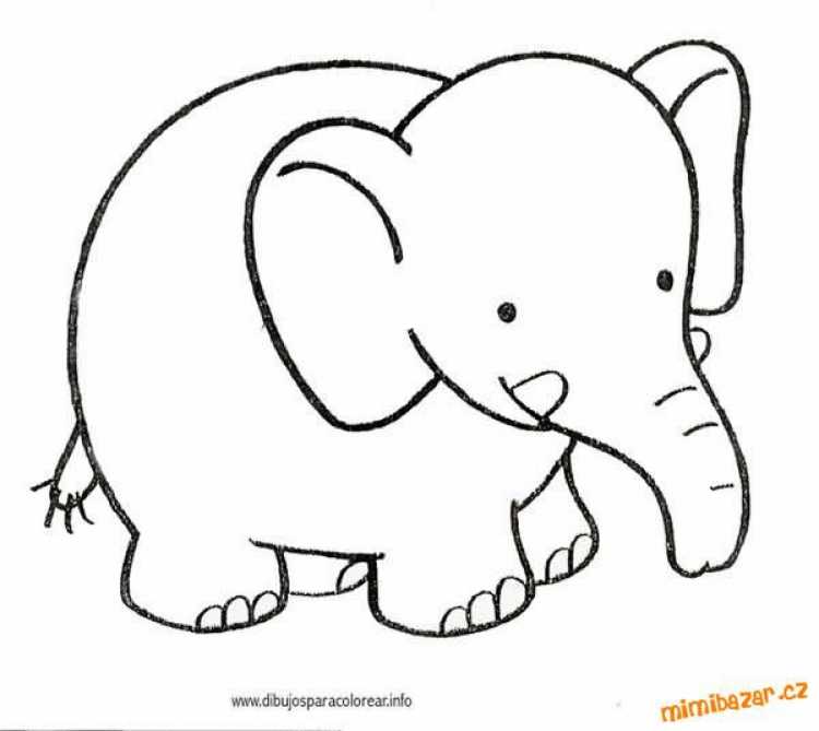 Контурный рисунок слоненка