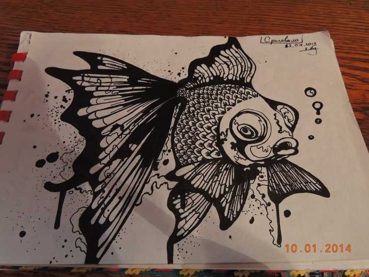 Рисунки чёрным фломастером