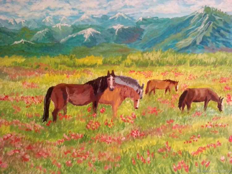 Донские степи кони Дон Лазорик картины маслом