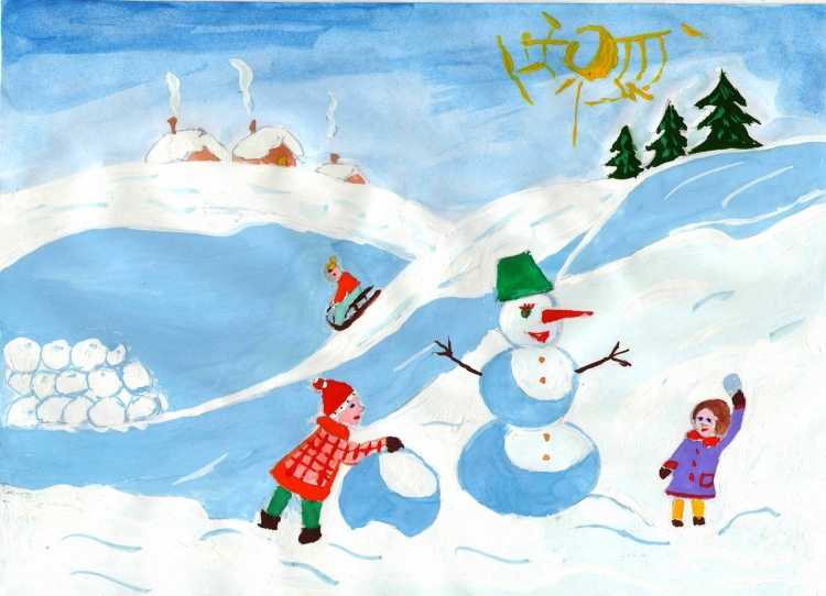 Рисование зимняя пора