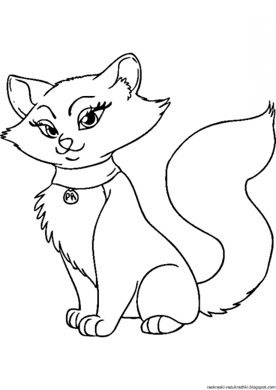 Кошка раскраска для детей