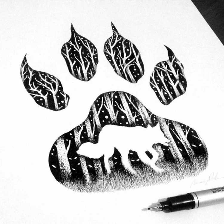 Рисунки чёрным фломастером