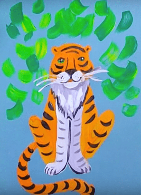 Рисование с детьми тигра