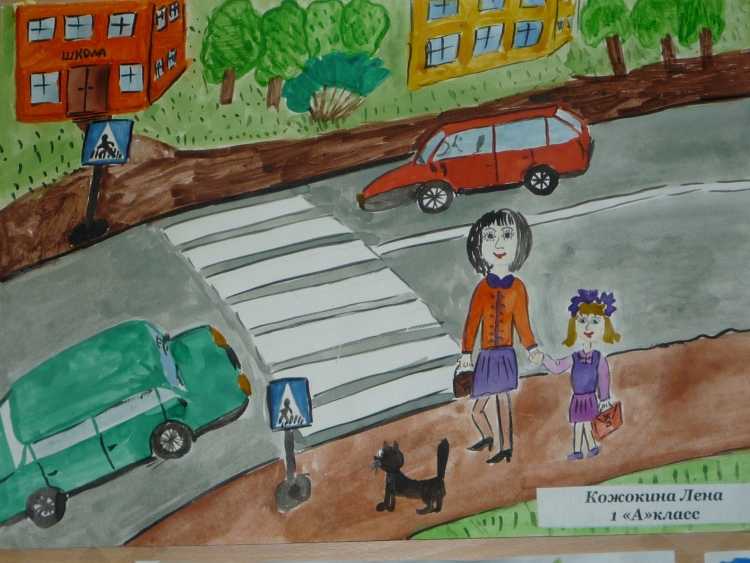 Дорога глазами детей рисунки 1 место в школу