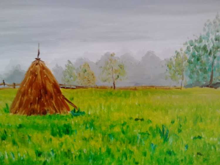 Пейзаж стога сена