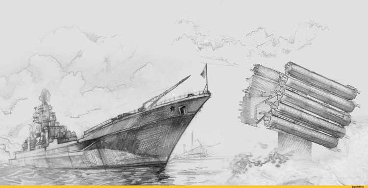 Военный корабль карандашом