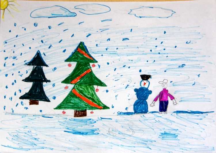 Рисование зимняя прогулка