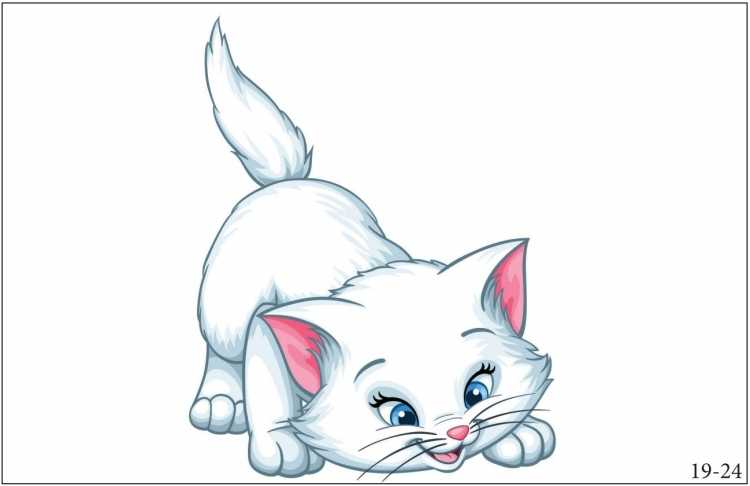 Белый кот нарисованный
