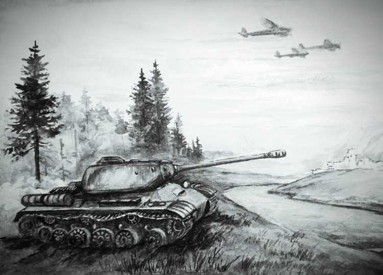 Танковое сражение рисунок