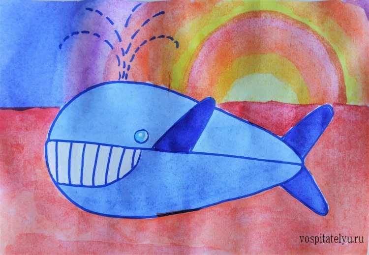 Рисование с детьми кит