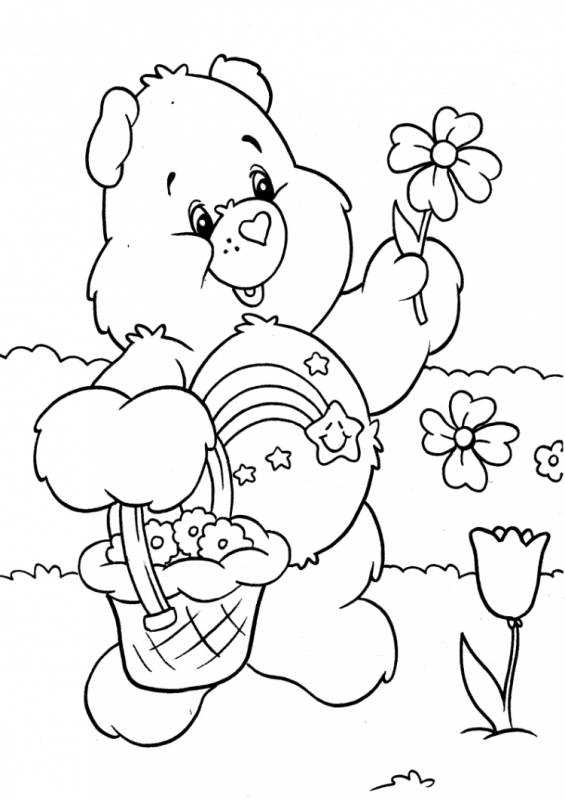 Мишка с корзинкой раскраска