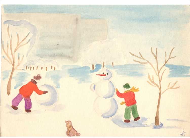 Нарисовать зимний лес