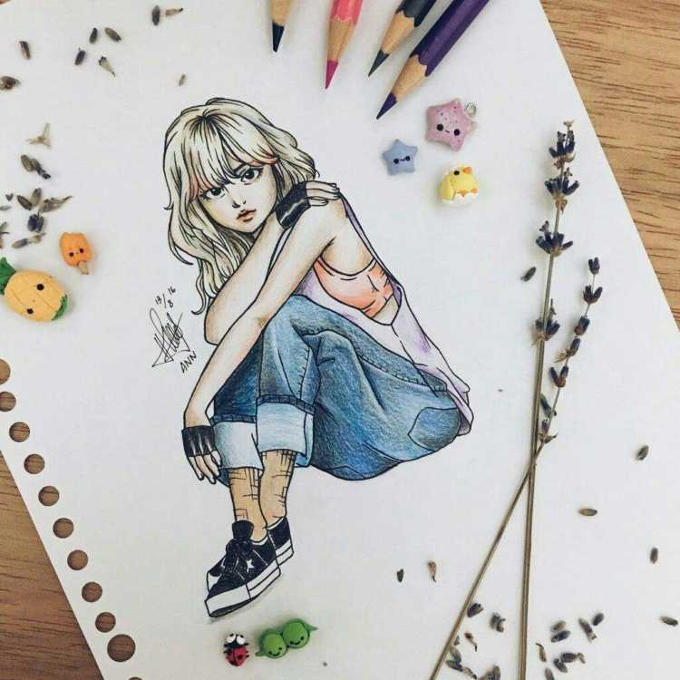 Милые девочки для скетчбука лёгкие