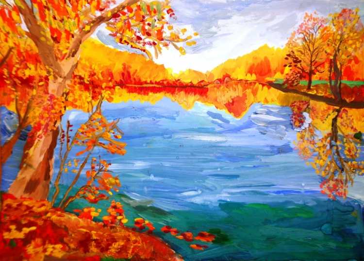 Рисование осеннего пейзажа
