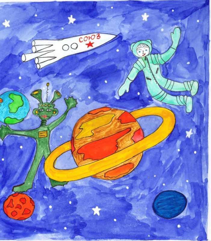 Детские рисунки про космос