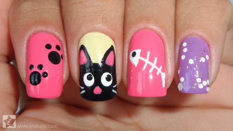 Дизайн ногтей кошачьи следы