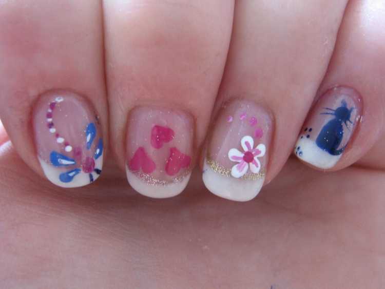 Рисунки на ногтях детскими красками