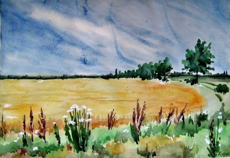 Пейзаж степи рисунок