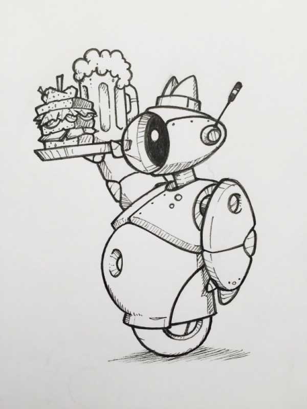 Роботы милые карандашом