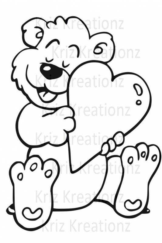 Раскраска мишка с сердечком