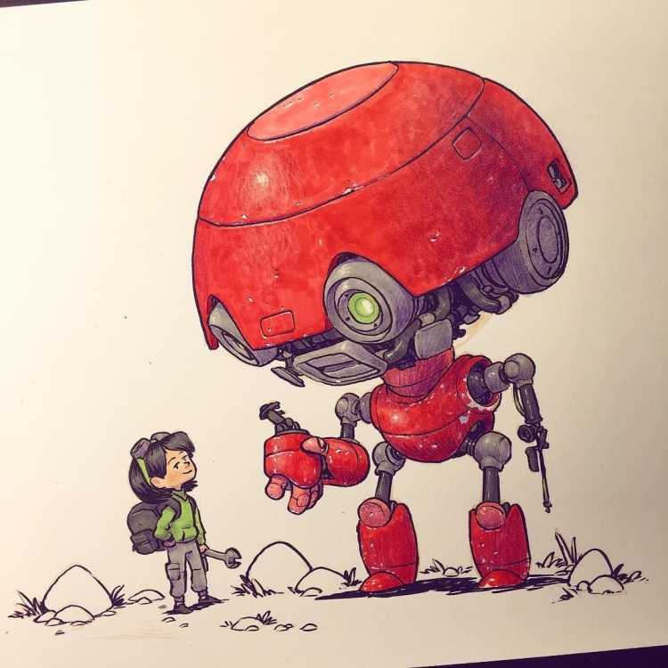 Мультяшный робот концепт