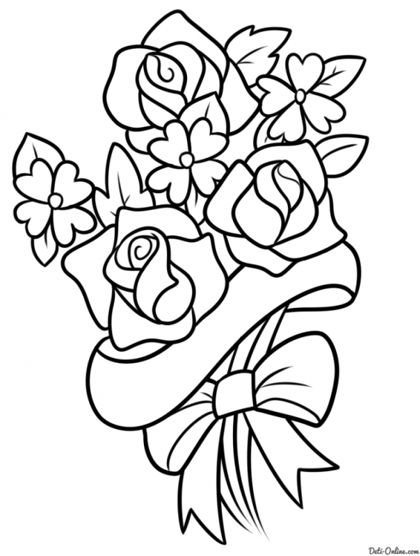 Букет раскраска для детей