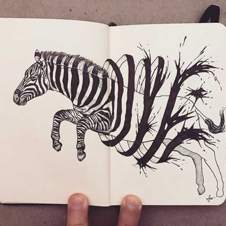 Рисование в скетчбуке животных