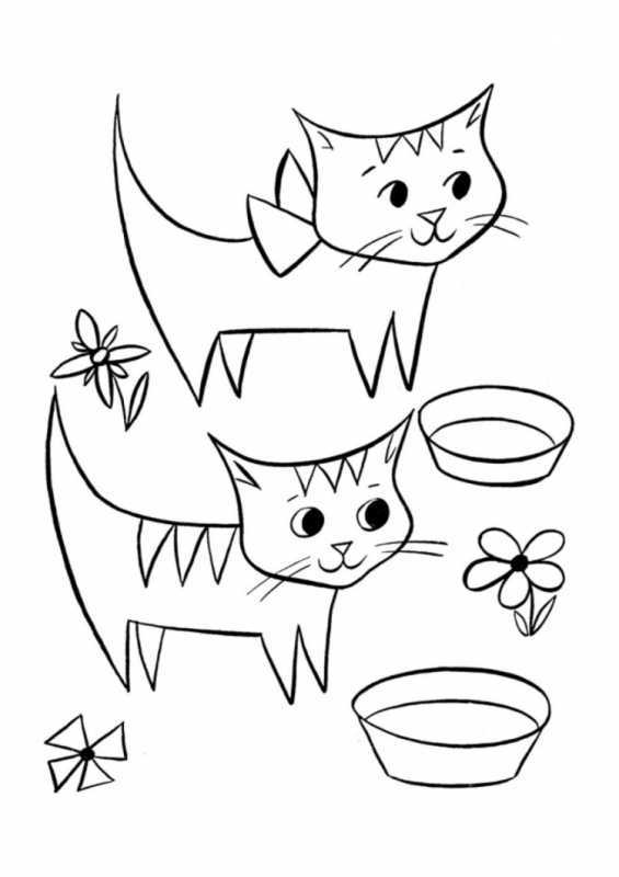 Кошки. Раскраска