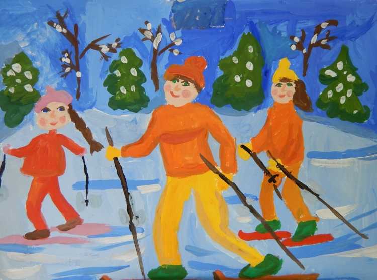 Новогодние забавы рисунки детей