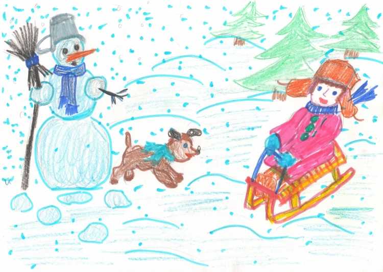 Рисование на тему зимние забавы