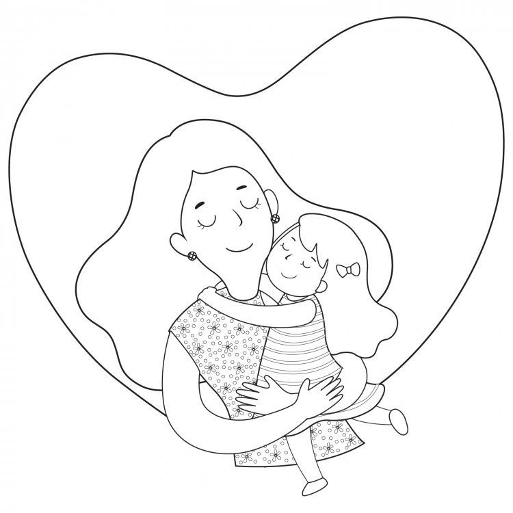 Рисунок мамы черно белый