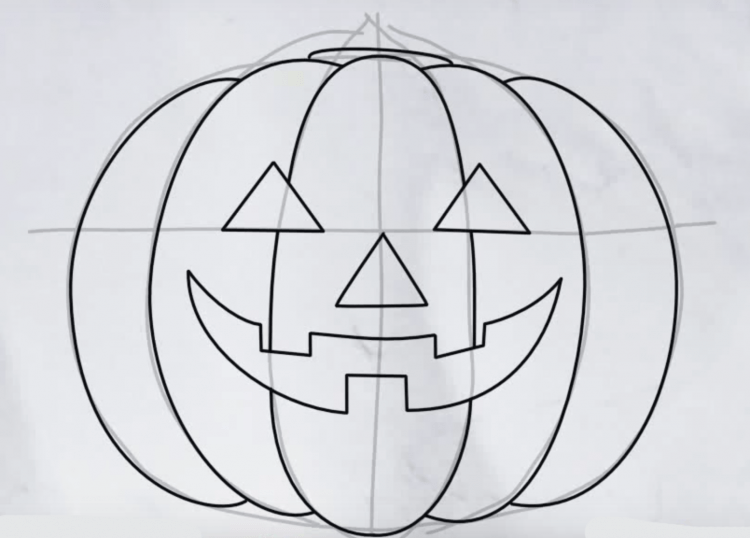 Тыква на Хэллоуин карандашом
