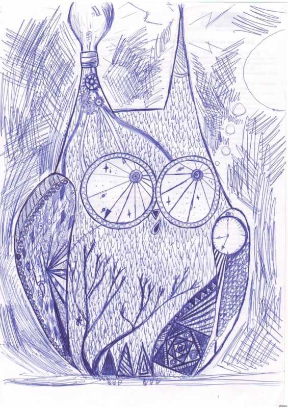 Рисунки синей ручкой