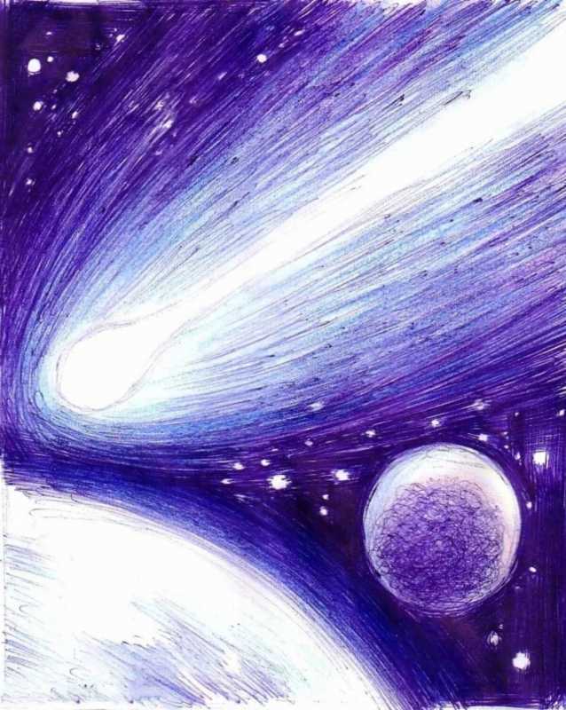 Космос цветными карандашами