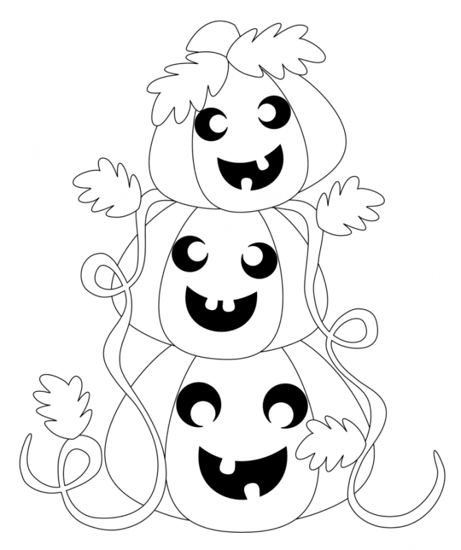 Раскраска кавай Хэллоуин