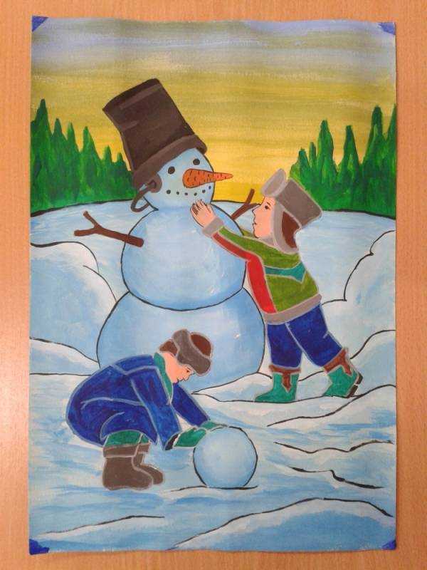 Рисование зимняя пора