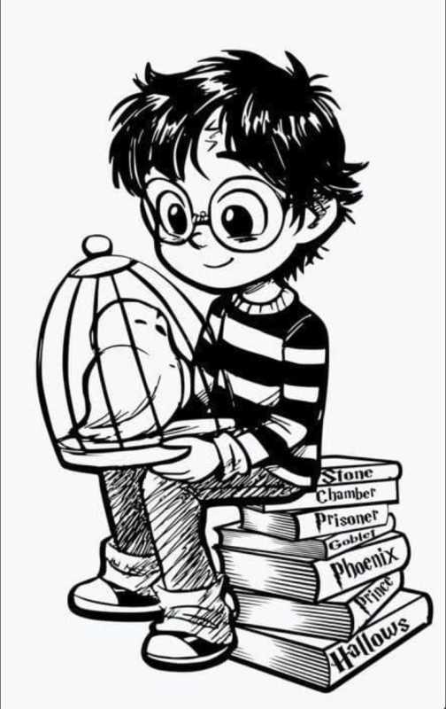 Кавайная раскраска Гарри Поттер