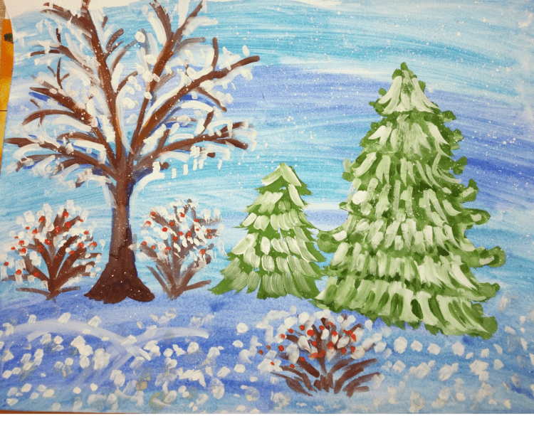 Зимний пейзаж для дошкольников